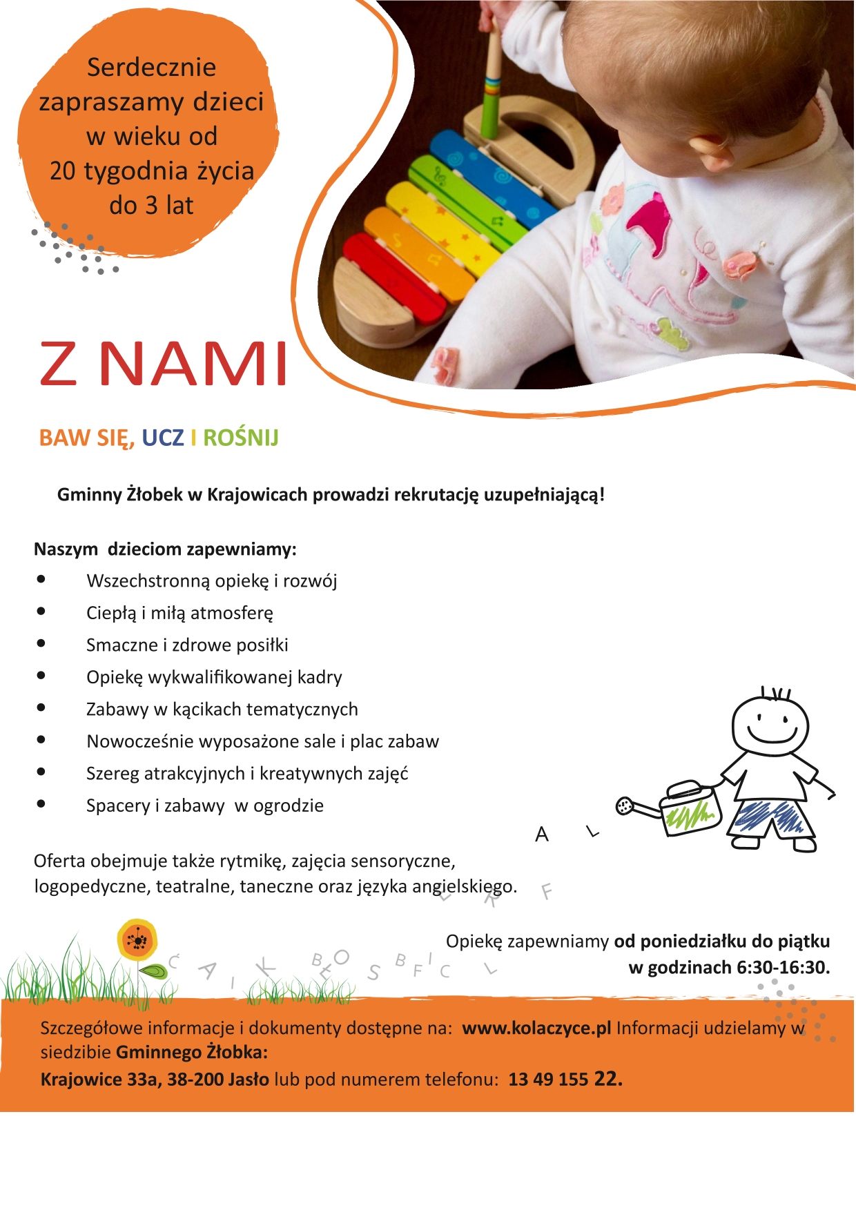 Plakat informujacy o rekrutacji do żłobka Plakat informujacy o rekrutacji do żłobka