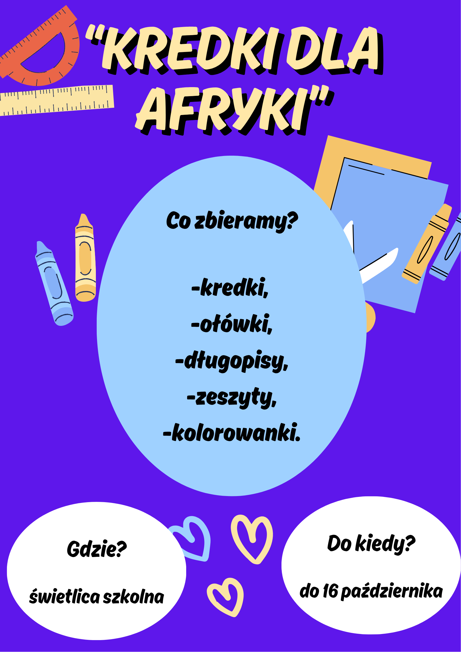 Fioletowy Pomarańczowy i Ż&oacute;łty Zabawny Powr&oacute;t do Szkoły Plakat (1)