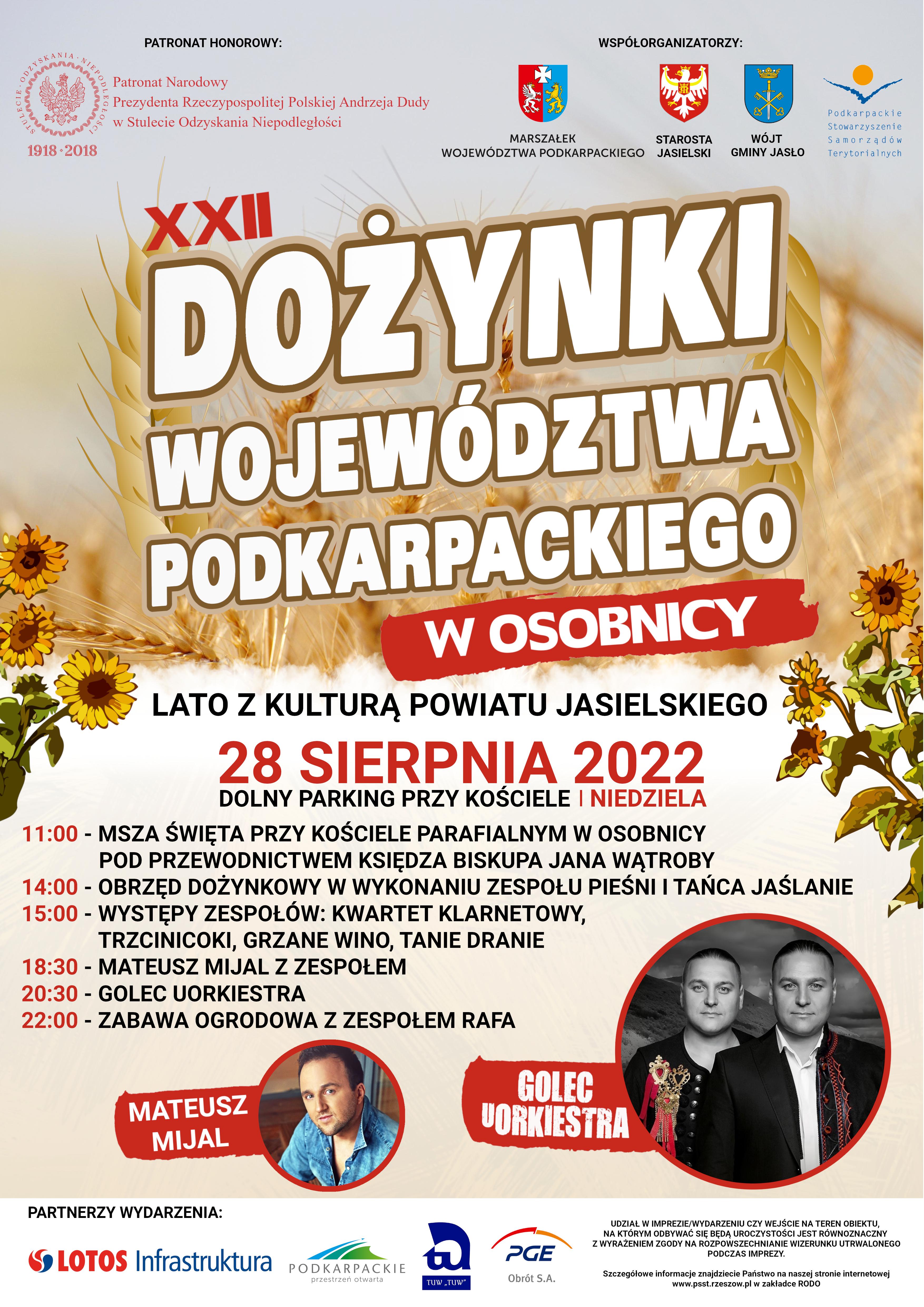 Dożynki Wojew&oacute;dztwa Podkarpackiego -plakat z zaproszeniem